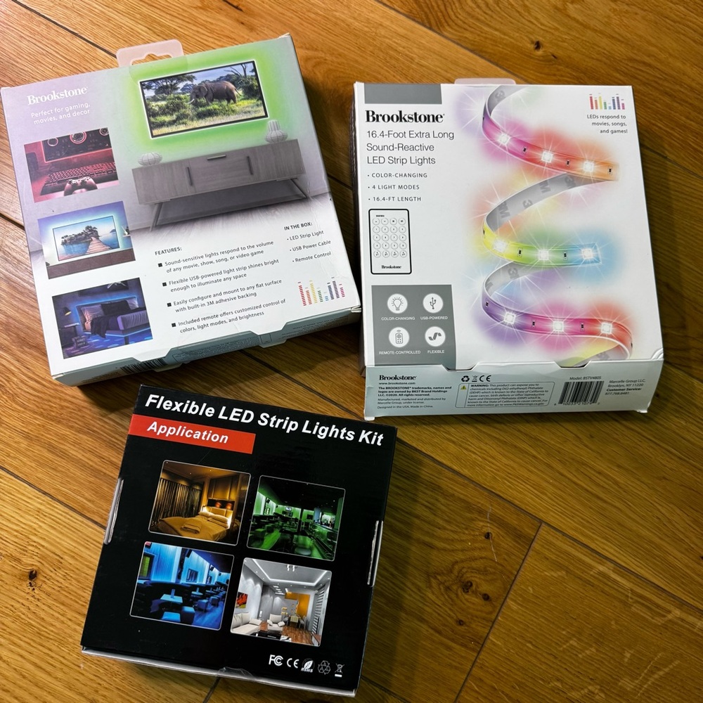 LED Strip Lights Bundle — Brookstone + Daybetter Sound Reactive Rainbow RGB Room - Picture 2 of 5